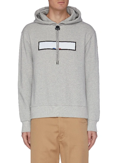 Shop Moncler 'maglia' Reflective Bar Logo Hoodie In Grey