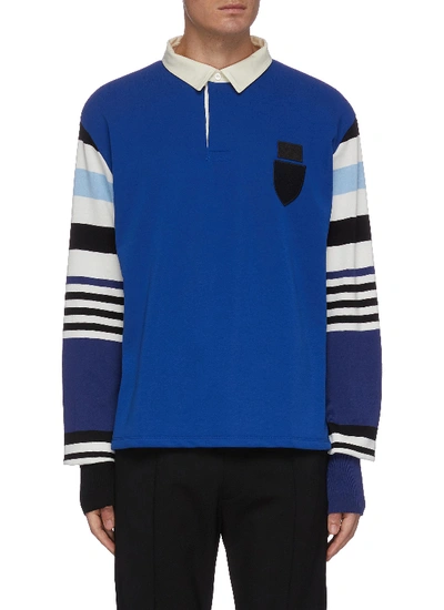 Shop Neil Barrett Contrast Stripe Sleeves Rugby Polo In Multi-colour