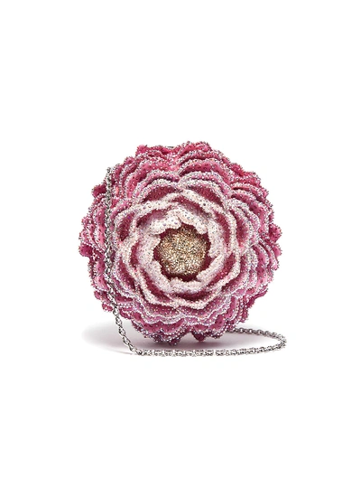 Shop Judith Leiber 'peony' Crystal Pavé Rose Clutch In Pink