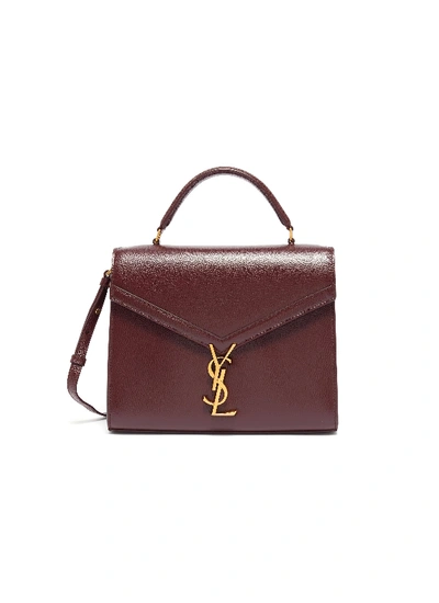 Shop Saint Laurent 'cassandra' Leather Top Handle Bag In Red
