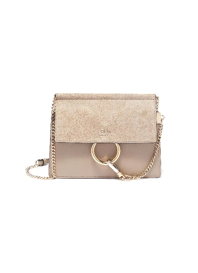 Shop Chloé 'faye' Mini Chain Bag In Grey