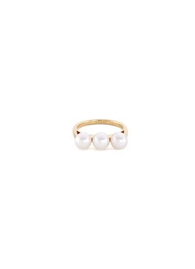 Shop Tasaki 'balance' Akoya Pearl 18k Yellow Gold Ring In Metallic