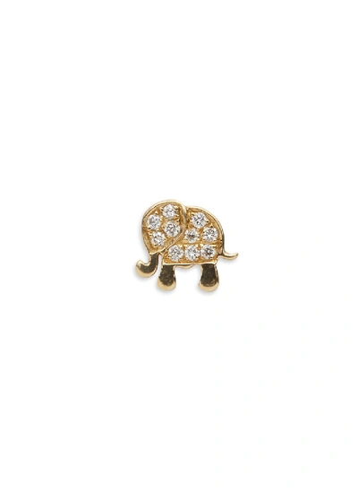 Shop Loquet London Diamond 18k Yellow Gold Elephant Charm - Happiness In Metallic,yellow