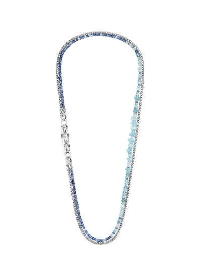 Shop John Hardy 'asli Classic Chain' Aquamarine Kyanite Slim Silver Necklace In Metallic,blue