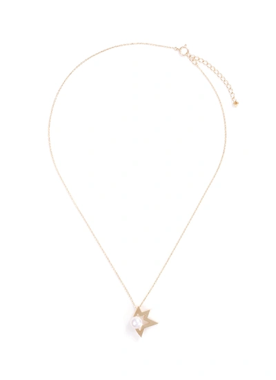 Shop Tasaki 'comet' Akoya Pearl 18k Yellow Gold Necklace In Metallic
