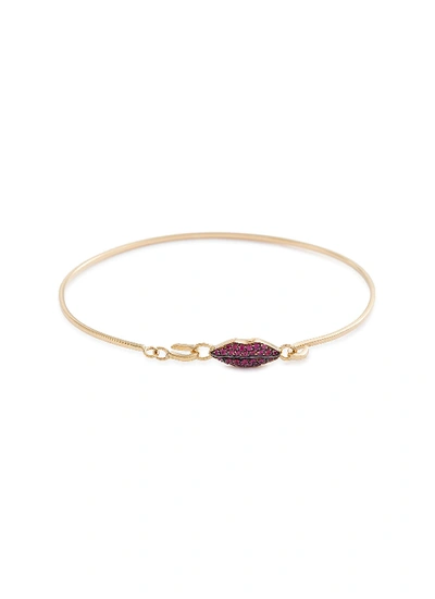 Shop Delfina Delettrez 'grandma Lips' Ruby 18k Yellow Gold Bracelet In Metallic