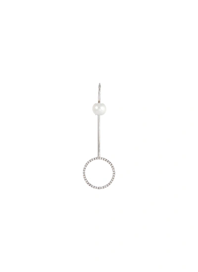 Shop Delfina Delettrez 'bubble' Diamond Pearl 18k White Gold Single Drop Earring In Metallic