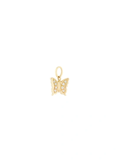 Shop Loquet London Diamond 18k Yellow Gold Butterfly Talisman Charm In Metallic