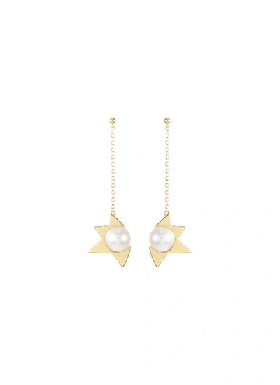 Shop Tasaki 'comet' Akoya Pearl 18k Yellow Gold Drop Earrings In Metallic