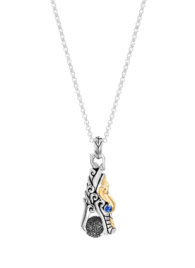 Shop John Hardy 'legends Naga' Sapphire Spinel Silver 18k Yellow Gold Pendant Necklace In Metallic