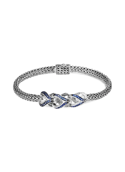 Shop John Hardy Asli Classic Chain' Sapphire Link Charm Silver Chain Bracelet