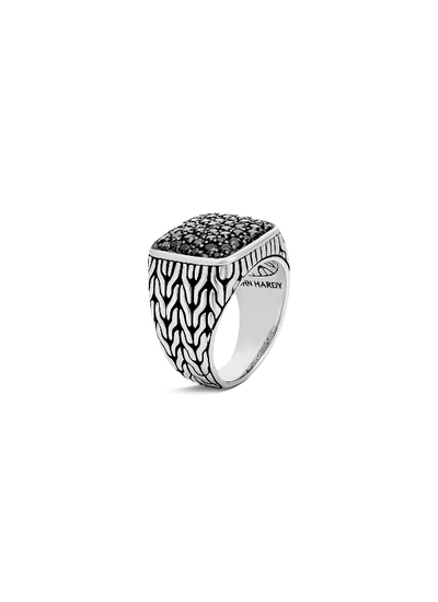 Shop John Hardy Modern Chain' Sapphire Silver Signet Ring In Metallic