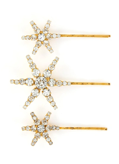 Shop Jennifer Behr 'aurelia' Embellished Star Bobby Pin Set In Metallic