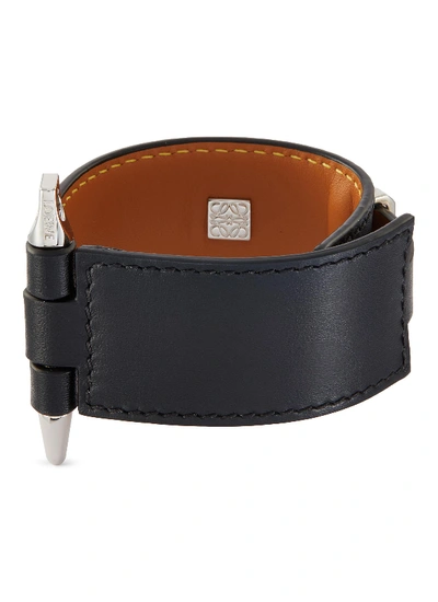Shop Loewe 'gate' Leather Bracelet In Black