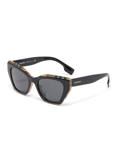 Shop Burberry Angular Frame Acetate Sunglasses In Black