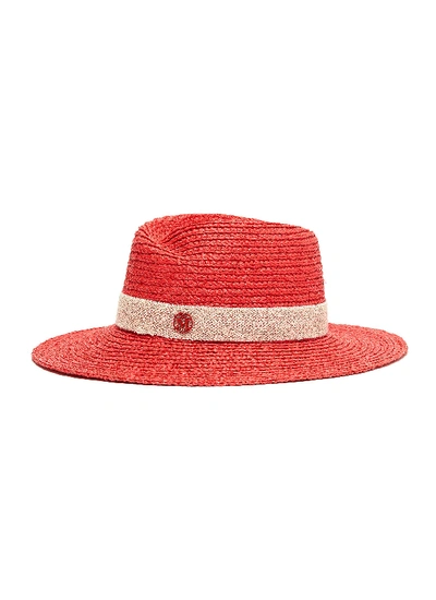 Shop Maison Michel 'virginie' Straw Trilby Fedora Hat In Red