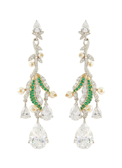 Shop Anabela Chan 'lily Of The Valley' Diamond Earrings In Green