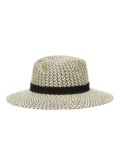 Shop Maison Michel 'virginie' Houndstooth Straw Fedora Hat