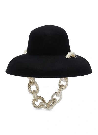 Shop Laurence & Chico Pearl Embellished Felted Bowl Hat In Black