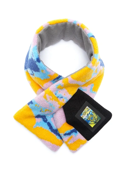 Shop Loewe Eye//nature Fleece Puffed Logo Patch Scarf In Multi-colour