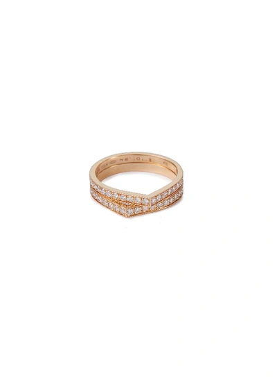 Shop Repossi 'antifer' Diamond 18k Rose Gold Double Row Ring