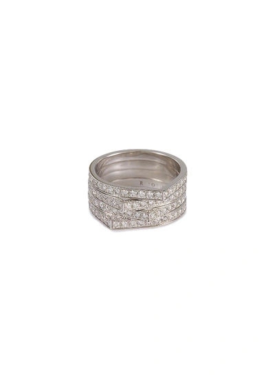 Shop Repossi Antifer' Diamond 18k White Gold Four Row Ring