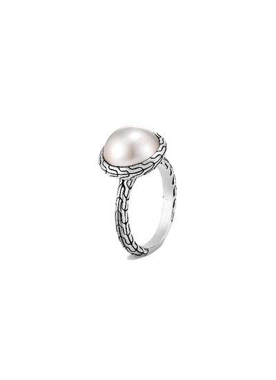 Shop John Hardy Classic Chain' Freshwater Pearl Sterling Silver Ring