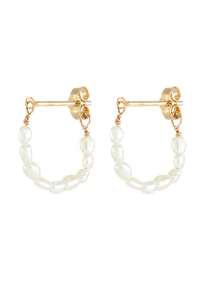 Shop Sarah & Sebastian Akoya Keshi Pearl 10k Gold Hoop Earrings In Metallic