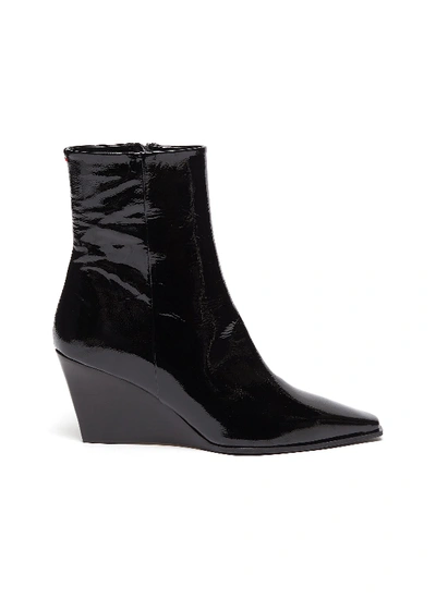 Shop Aeyde 'lena' Wedge Leather Ankle Boots In Black