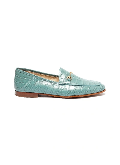 Shop Sam Edelman 'loraine' Croc Embossed Leather Step-in Loafers In Blue,green