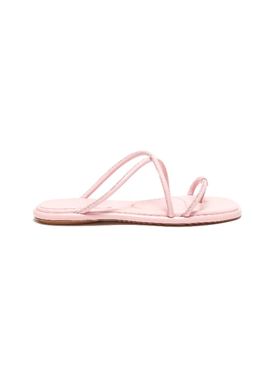 Shop Rosetta Getty Knotted Strap Flat Leather Sandals In Pink