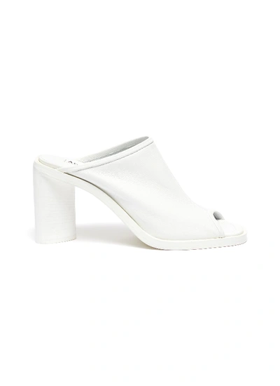 Shop Acne Studios Open-toe Block Heel Leather Mules In White