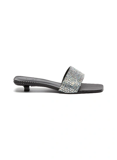 Shop By Far Ceni' Crystal Embellished Leather Sandals In Black