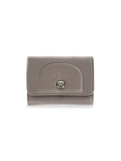 Shop Longchamp Leather Snap Card Holder In Grey