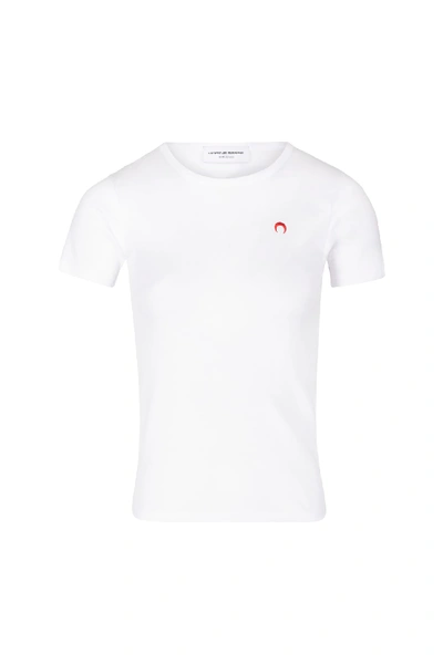 Shop Marine Serre White Minifit T-shirt In Bianco/rosso