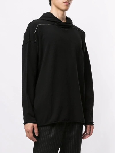 Shop Isabel Benenato Contrast Stitched Hoodie In Black