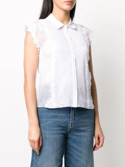 Shop Ermanno Ermanno Short-sleeve Mesh-panel Shirt In White