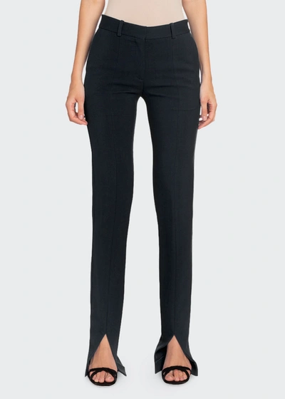 Shop Victoria Beckham Twill Slit-cuff Tuxedo Trousers In Black