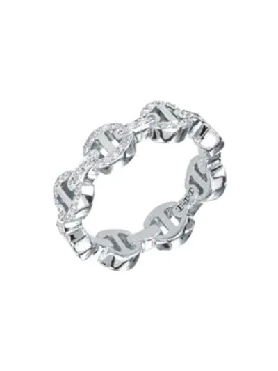 Shop Hoorsenbuhs Heritage Dame Tri-link 18k White Gold & Diamond Ring