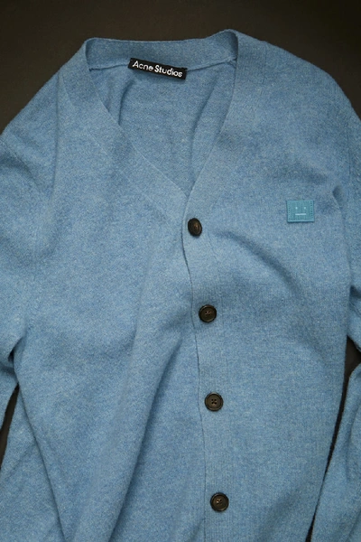 Shop Acne Studios V-neck Wool Cardigan Mineral Blue