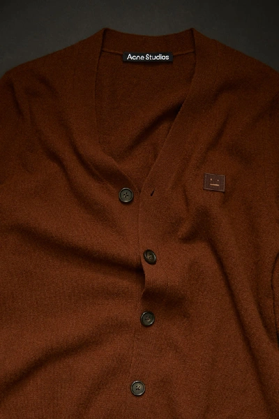 V领羊毛开衫 深棕色