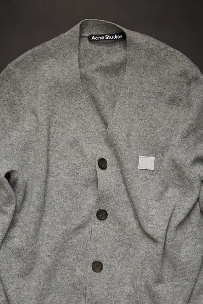 Shop Acne Studios V-neck Wool Cardigan In Grey Melange