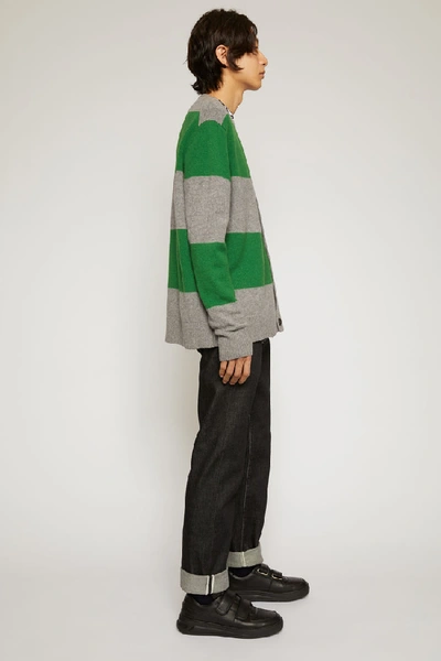 Shop Acne Studios Block Stripe Cardigan Grey Melange/deep Green