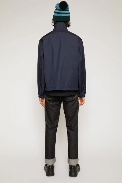 Shop Acne Studios Face Motif Half-zip Jacket Navy