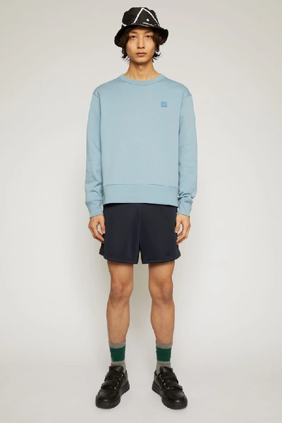 Shop Acne Studios Fairview Face Mineral Blue In Classic Fit Sweatshirt