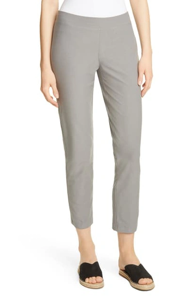 Shop Eileen Fisher Stretch Crepe Slim Ankle Pants In Smoke
