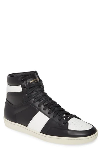 Shop Saint Laurent Sl/10h Signature Court Classic High Top Sneaker In Black/ White