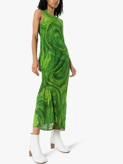 Shop Collina Strada Gerafftes Midikleid Mit Print In Green