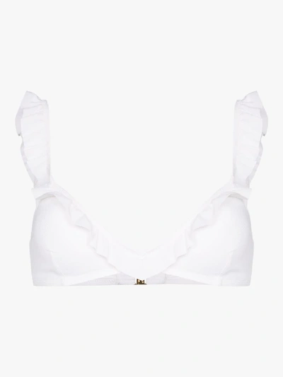 Melissa Odabash New York Ruffle-trimmed Ribbed Bikini Top In White