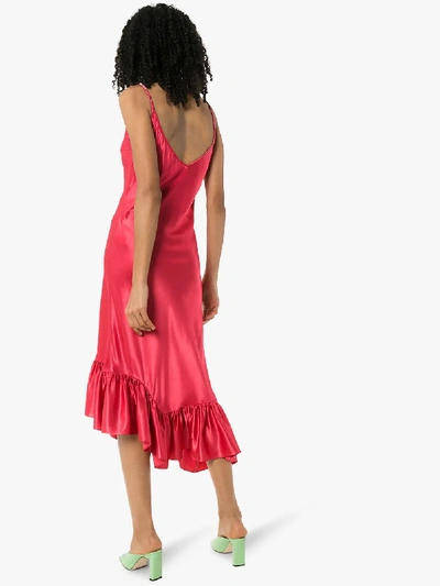 Shop Collina Strada Michi Satin Slip Dress In Red